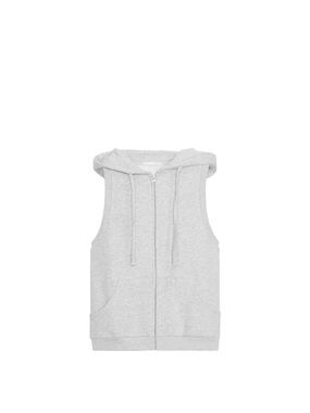 Zara Women's Sleeveless Zip Hoodie Vest - Light Gray